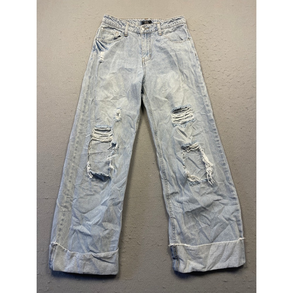 Truce Jeans Denim Light Wash Size 14 Girls W27 Distressed Wide Leg Pants